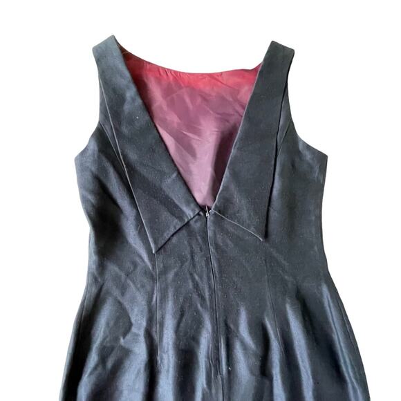 Vintage 1980s Jessica McClintock Sheath Dress V Back with Collar Navy 10 EUC - Picture 5 of 13